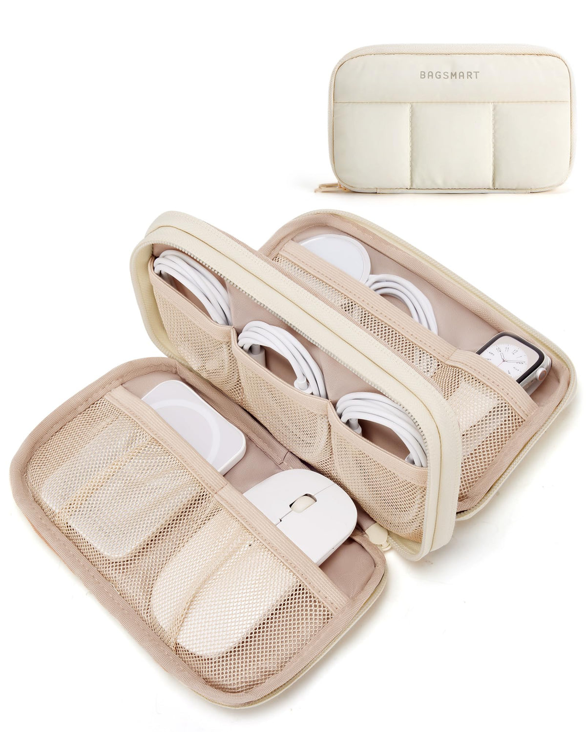 BAGSMART Electronics Organizer Travel Case for Cords Chargers Phones, Pink