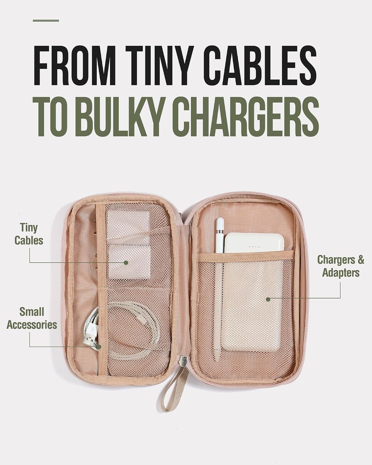 NISHEL Electronics Travel Organizer Cord Case, Charger Cable Tech Bag
