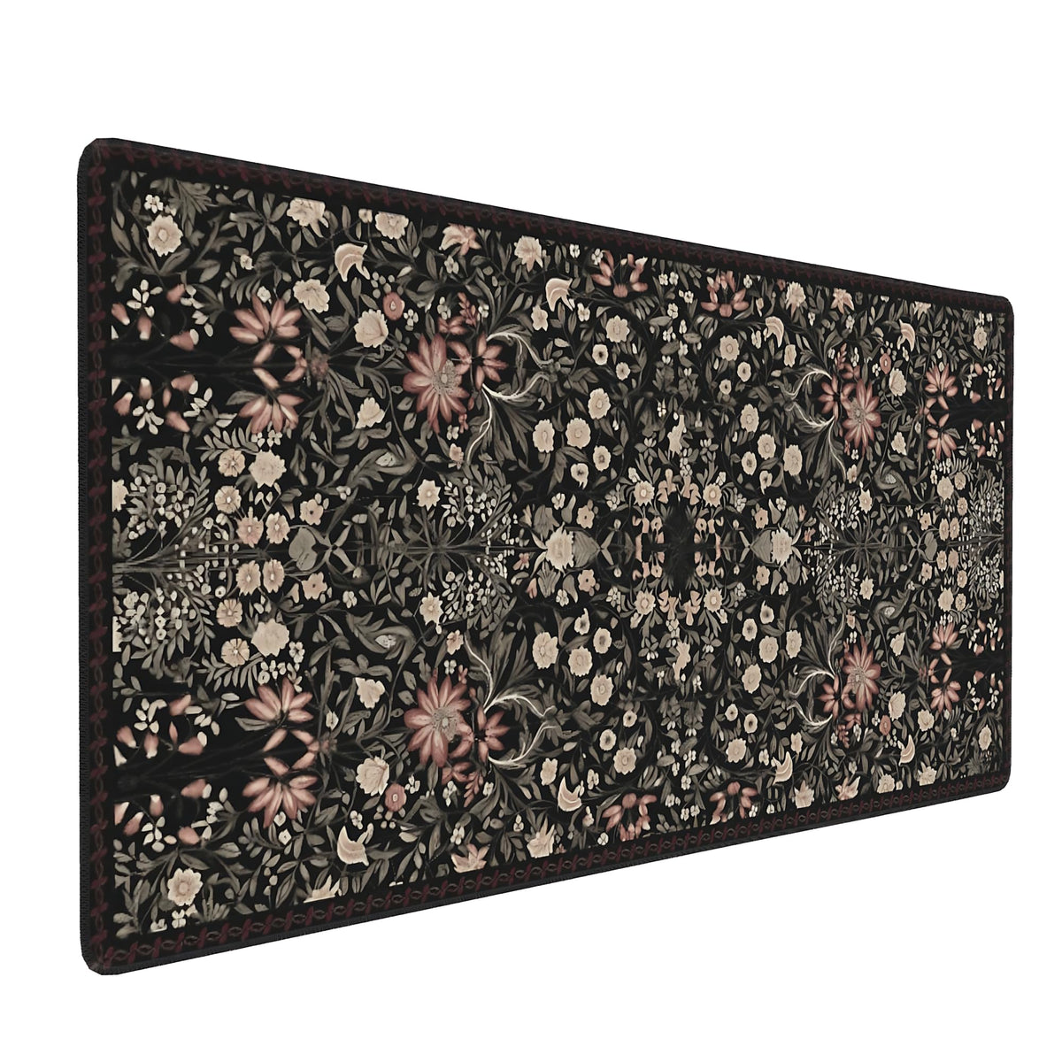 Dark Green Floral XXL Desk Mat, Extra Large Mouse Pad with Anti-Slip Base & Stitched Edges for Women, Aesthetic Desk Pad for Home Office Computer, Keyboard Mat Office Supplies Decor