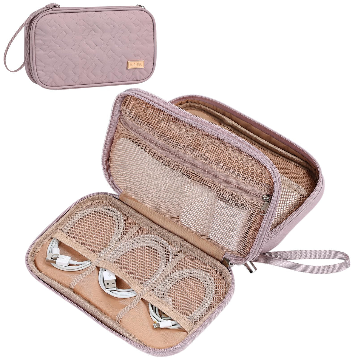 NISHEL Electronics Travel Organizer Cord Case, Charger Cable Tech Bag