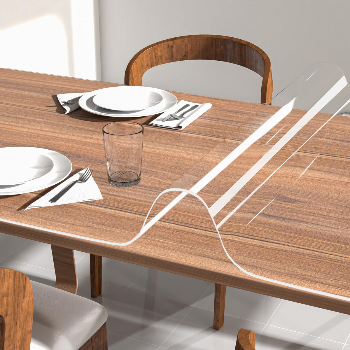 NATRKE Clear Desk Mat Pad, 31.5"x15.7" Large Transparent Computer Desk Mat Plastic Desktop Protector, PVC Writing Pad with Round Edge, Waterproof Wipeable Non-Slip Table Protector for Home Office