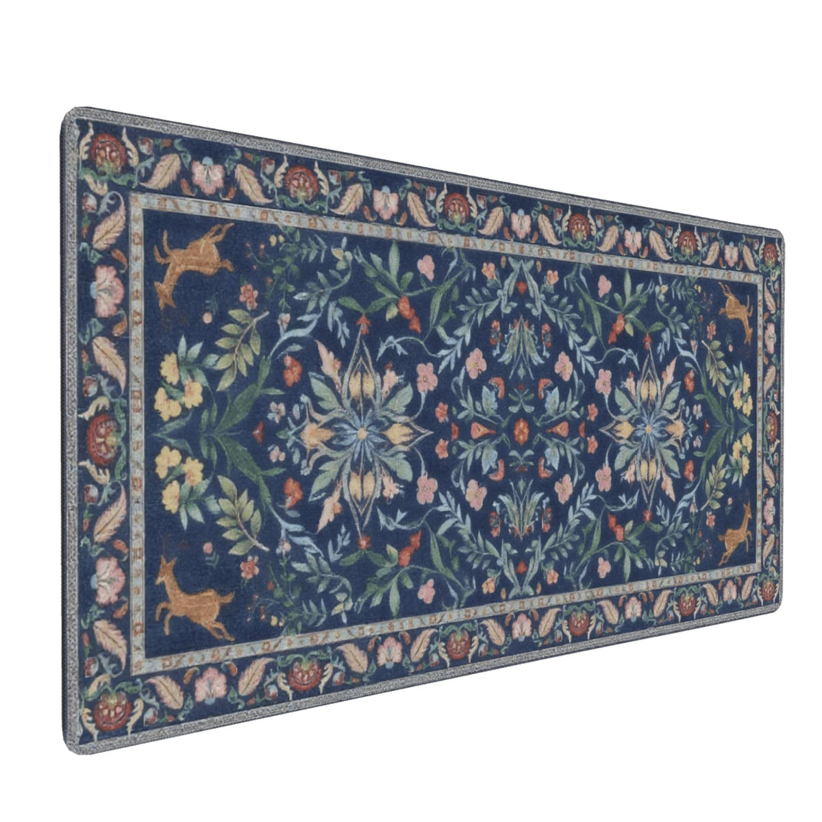 Dark Green Floral XXL Desk Mat, Extra Large Mouse Pad with Anti-Slip Base & Stitched Edges for Women, Aesthetic Desk Pad for Home Office Computer, Keyboard Mat Office Supplies Decor