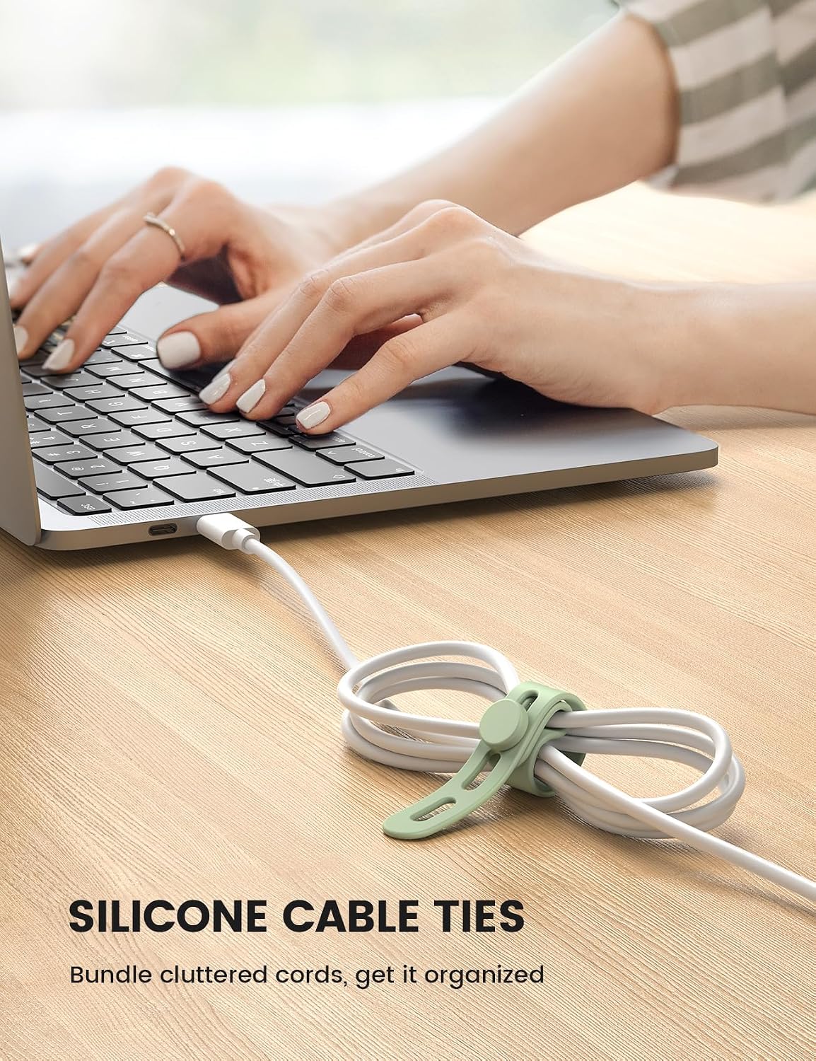 Lamicall 20 Pack Silicone Cable Ties, Reusable Cord Organizer Straps