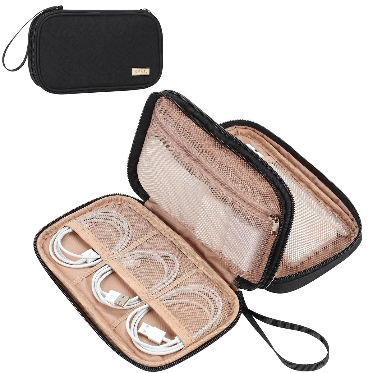 NISHEL Electronics Travel Organizer Cord Case, Charger Cable Tech Bag