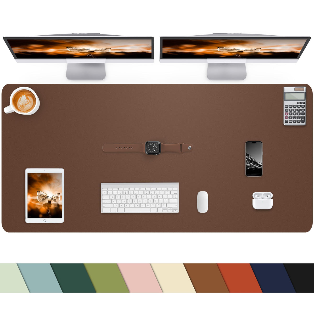 Leather Desk Pad Protector, Office Desk Mat, Large Mouse Pad, Non-Slip PU Leather Desk Blotter, Laptop Desk Pad Desk Accessories for Office and Home (Black, 40" x 17")