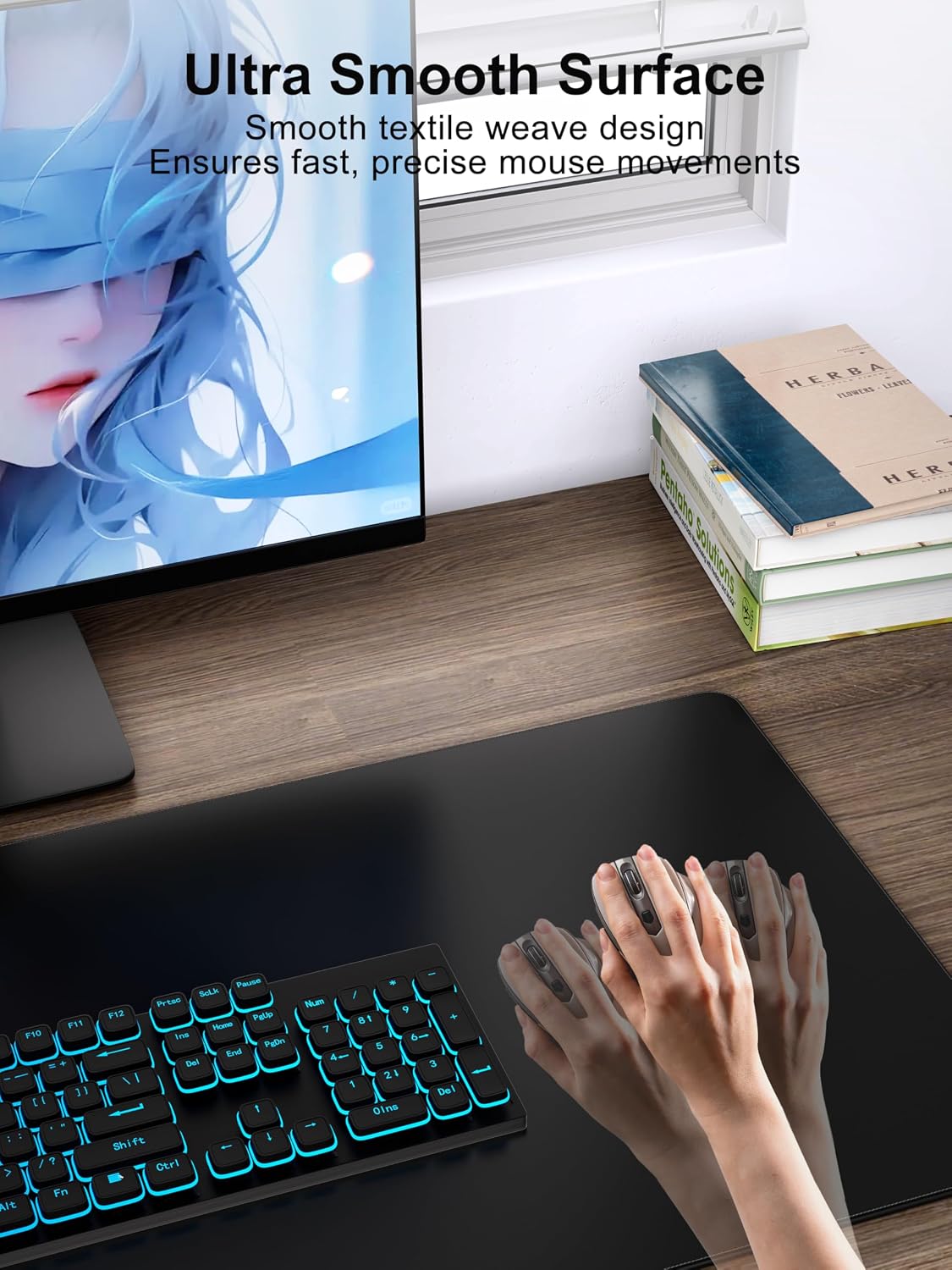 TopMade Wireless Charging Mouse Pad, 31.5"x15.75" XXL Extra Large Gaming Mousepads Waterproof Desk Pad with Ultra-Smooth Surface, Non-Slip Base, Classic Black Computer Desk Mat for MacBook, PC, Laptop