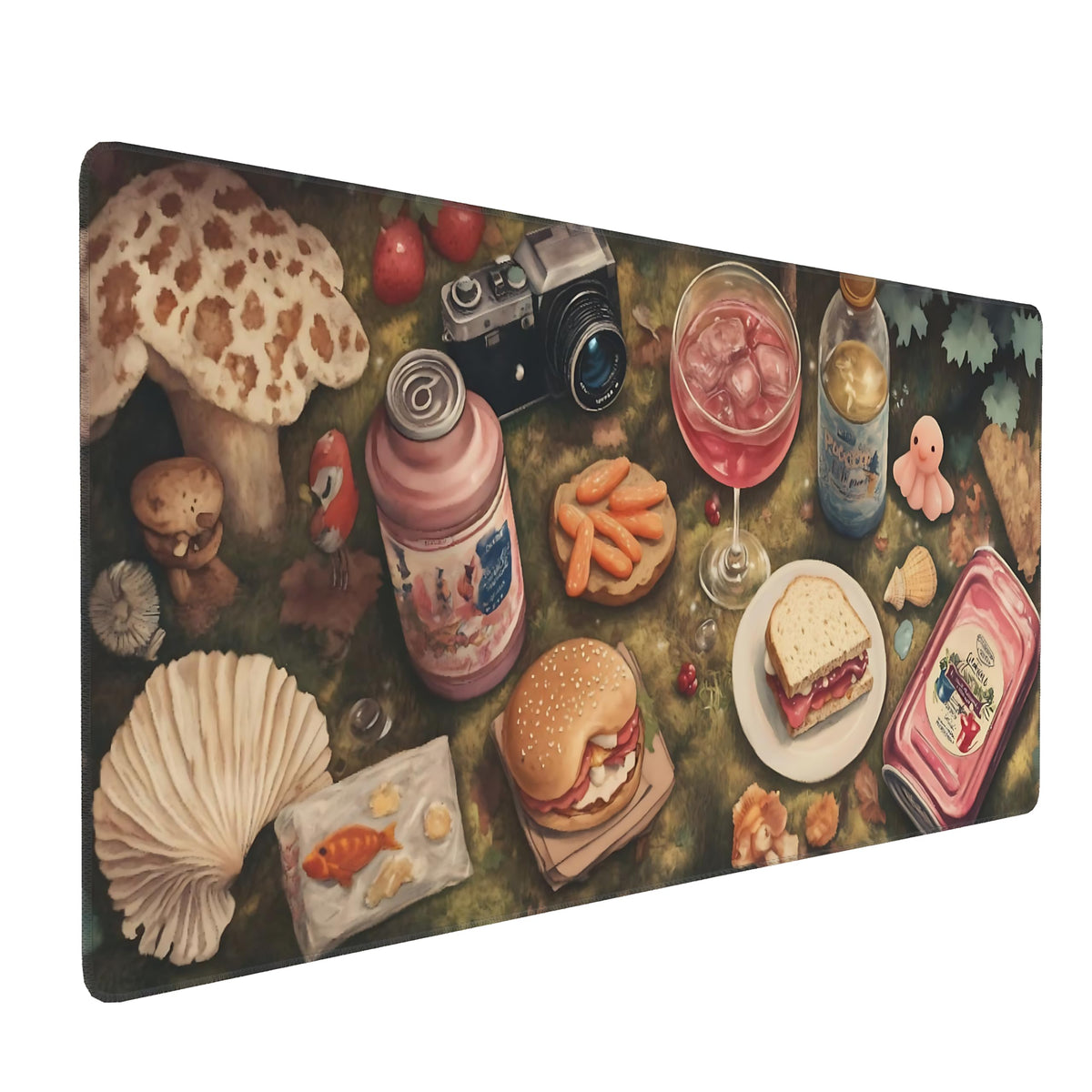 Dark Green Floral XXL Desk Mat, Extra Large Mouse Pad with Anti-Slip Base & Stitched Edges for Women, Aesthetic Desk Pad for Home Office Computer, Keyboard Mat Office Supplies Decor
