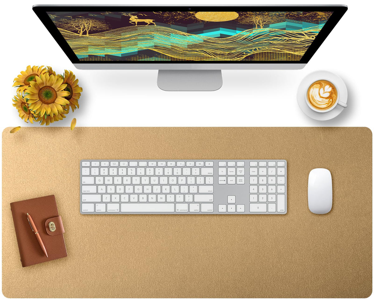 Bloss Green Desk Mat, Desk Matt for Desktop, Large Leather Desk Pad, Desk Pad Mat Waterproof, Computer Mat for Office Work/Home/Decor (31.5 x 15.7 Inches)