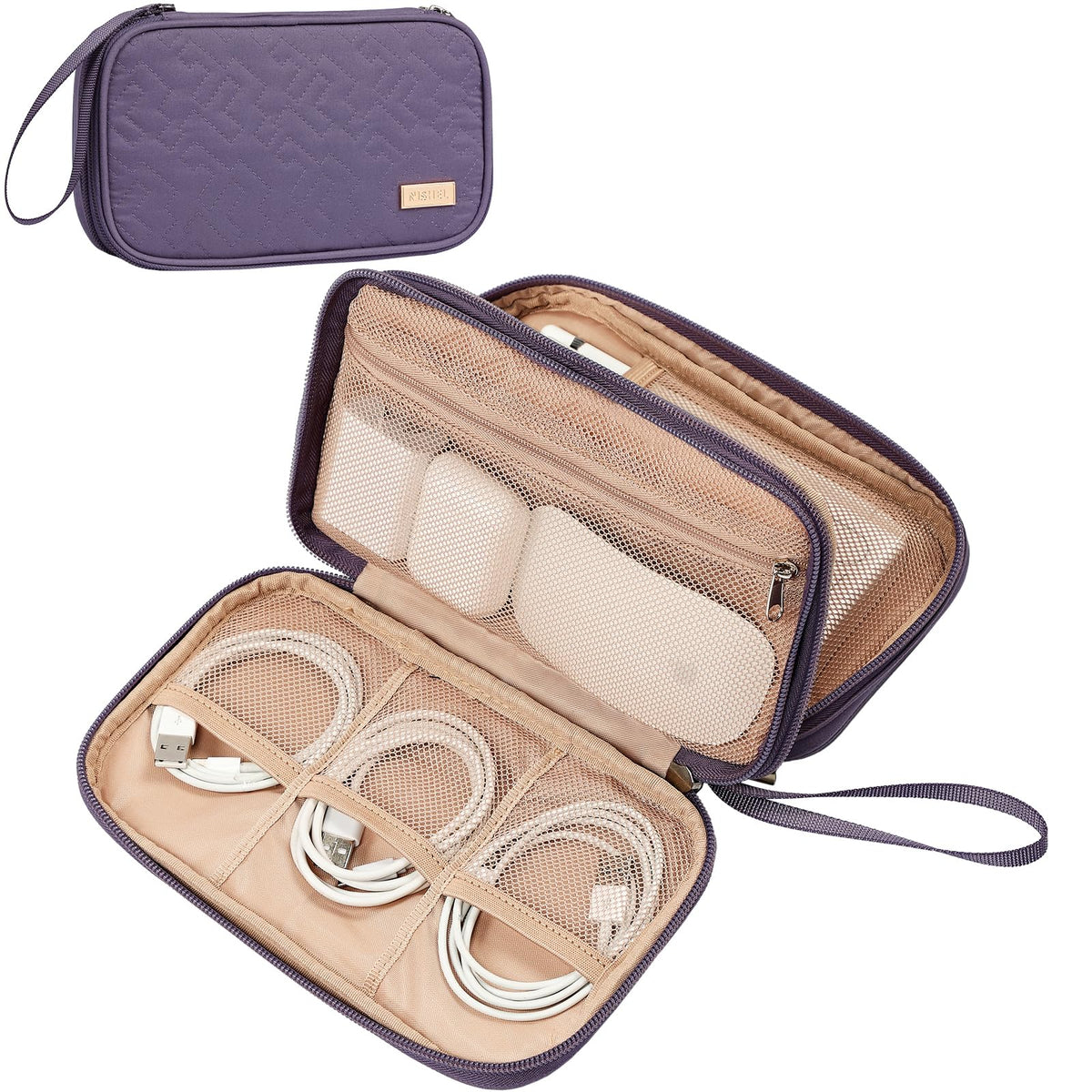 NISHEL Electronics Travel Organizer Cord Case, Charger Cable Tech Bag