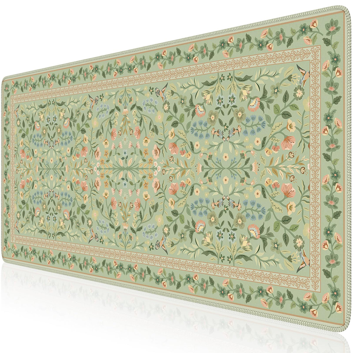 iCasso Aesthetic Desk Mat,31.5x11.8in Mouse Pads, Pink Floral