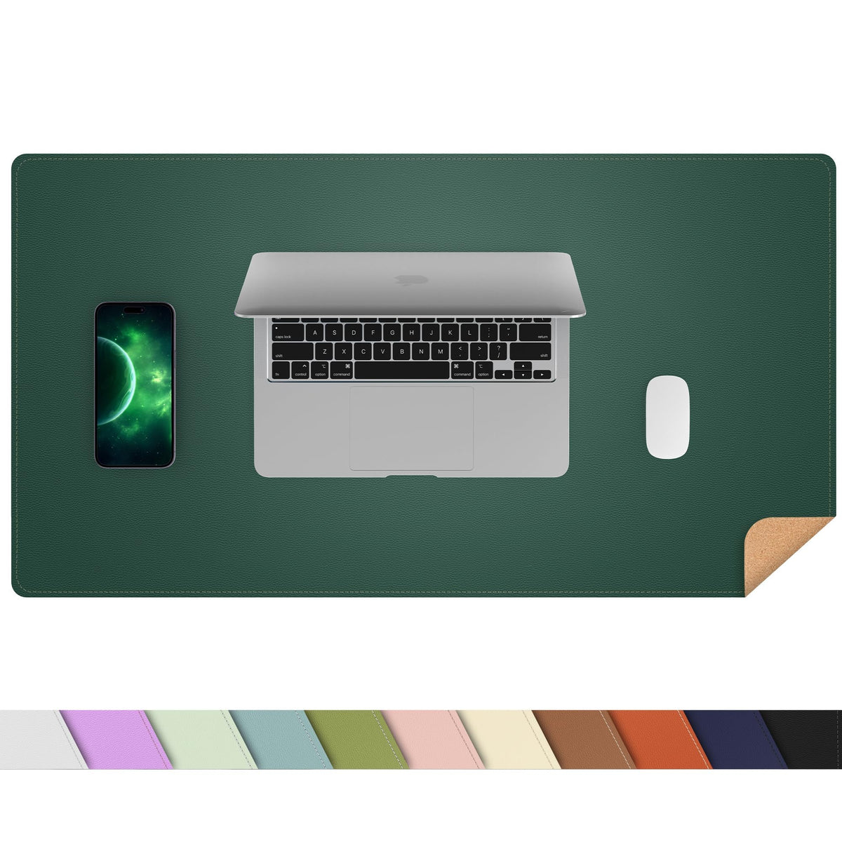 AFIING Large Desk Mat, 47" x 17",Black,Leather Desk Pad Protector for Mouse