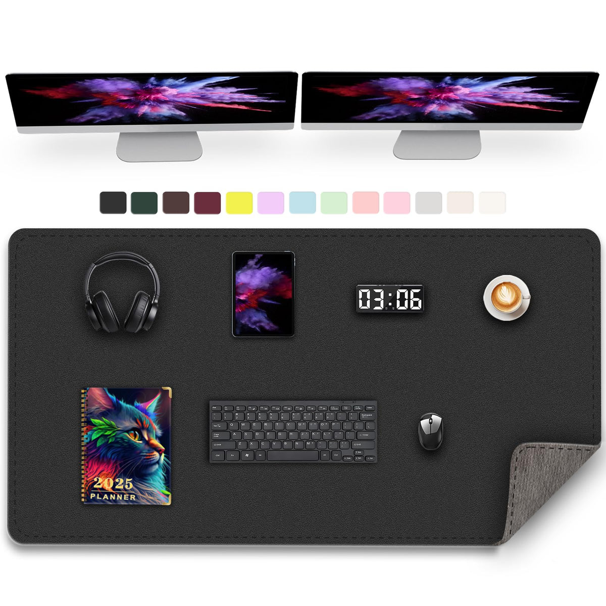Large Desk Pad, 47.2" x 17" PU Leather Desk Mat for Desktop, Non-Slip Office Desk Mat for Desk, Desk Blotter Pad, Waterproof Computer Pad for Desk, Keyboard Mats for Home & Office (Burgundy)