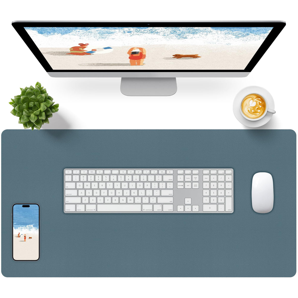 Bloss Green Desk Mat, Desk Matt for Desktop, Large Leather Desk Pad, Desk Pad Mat Waterproof, Computer Mat for Office Work/Home/Decor (31.5 x 15.7 Inches)
