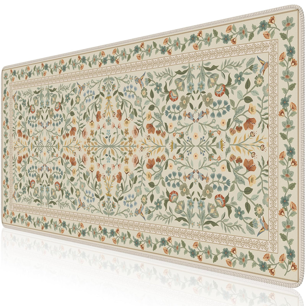 iCasso Aesthetic Desk Mat,31.5x11.8in Mouse Pads, Pink Floral
