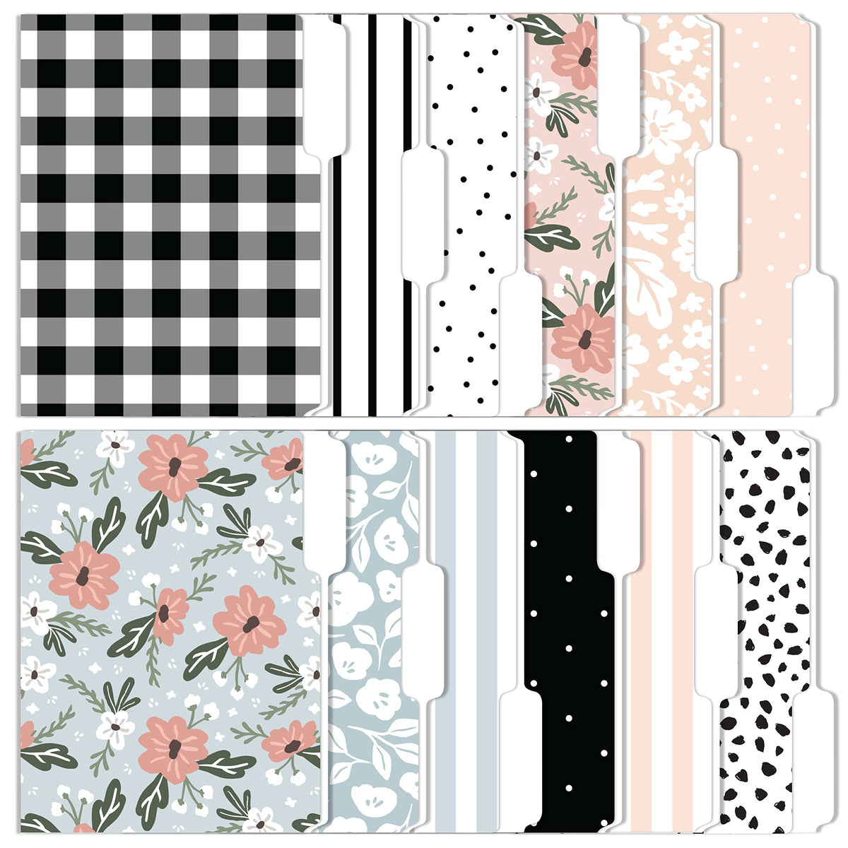 Cute Decorative File Folders, 12 Pack 3-Tab Letter Size, Boho Manila