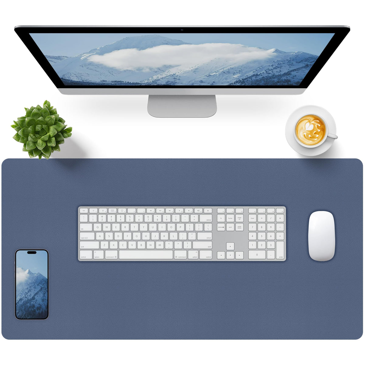 Bloss Green Desk Mat, Desk Matt for Desktop, Large Leather Desk Pad, Desk Pad Mat Waterproof, Computer Mat for Office Work/Home/Decor (31.5 x 15.7 Inches)