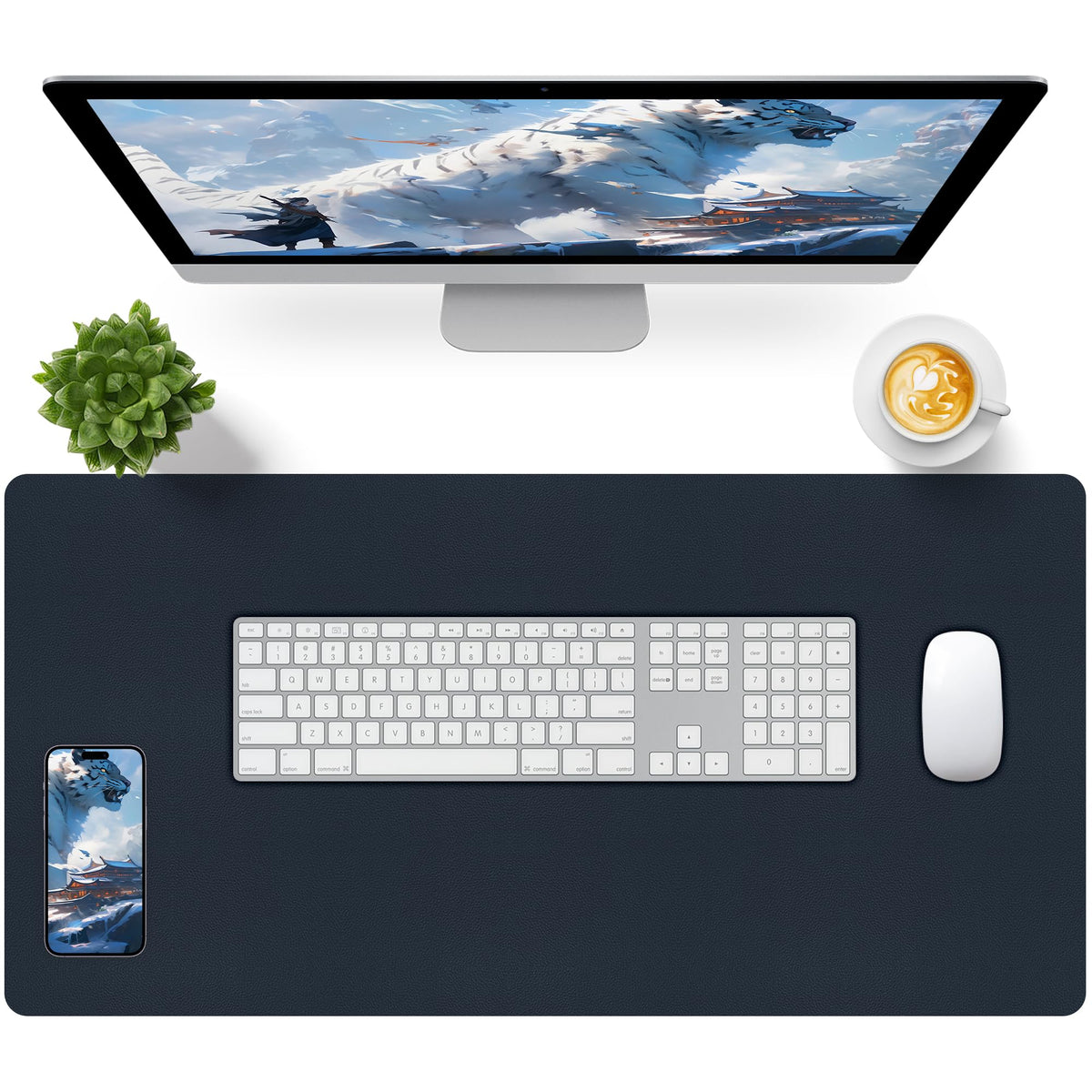 Bloss Green Desk Mat, Desk Matt for Desktop, Large Leather Desk Pad, Desk Pad Mat Waterproof, Computer Mat for Office Work/Home/Decor (31.5 x 15.7 Inches)