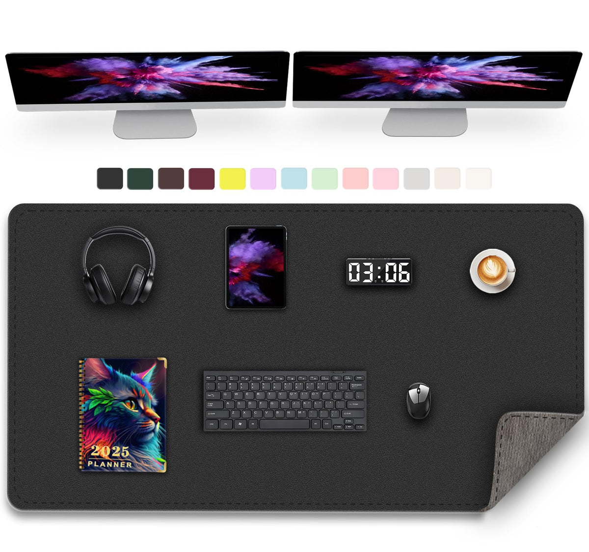 Large Desk Pad, 47.2" x 17" PU Leather Desk Mat for Desktop, Non-Slip Office Desk Mat for Desk, Desk Blotter Pad, Waterproof Computer Pad for Desk, Keyboard Mats for Home & Office (Burgundy)