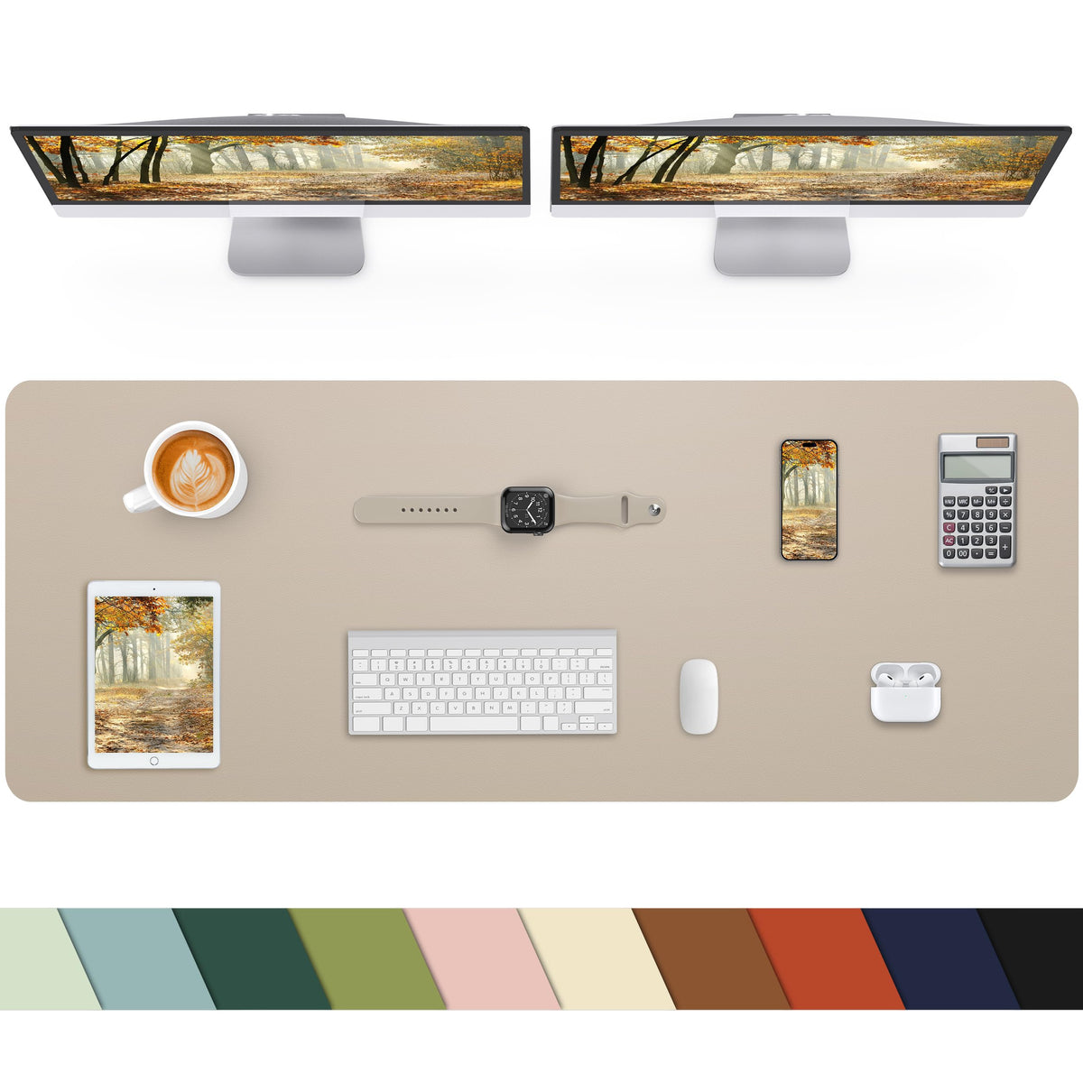 Leather Desk Pad Protector, Office Desk Mat, Large Mouse Pad, Non-Slip PU Leather Desk Blotter, Laptop Desk Pad Desk Accessories for Office and Home (Black, 40" x 17")