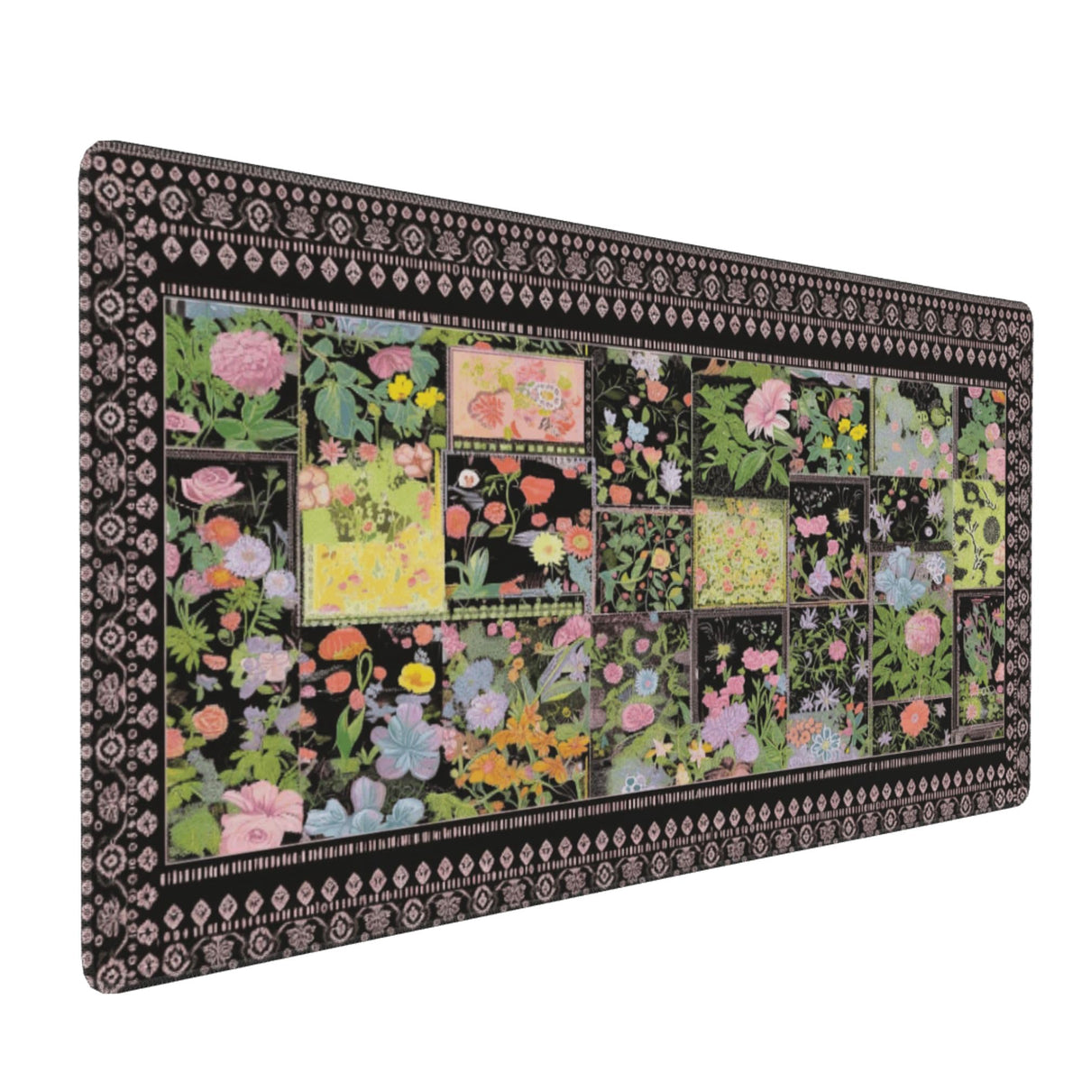 Dark Green Floral XXL Desk Mat, Extra Large Mouse Pad with Anti-Slip Base & Stitched Edges for Women, Aesthetic Desk Pad for Home Office Computer, Keyboard Mat Office Supplies Decor