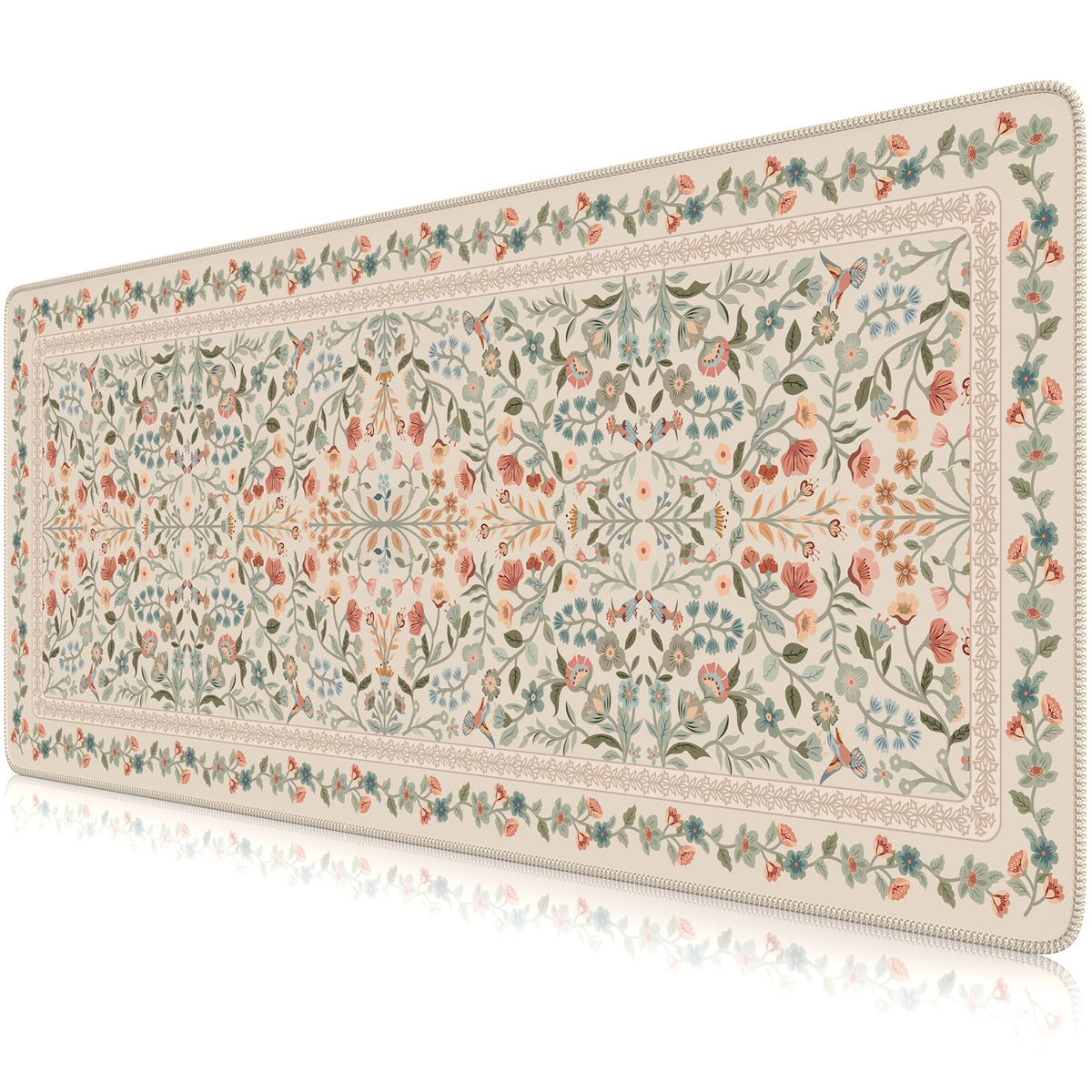 iCasso Aesthetic Desk Mat,31.5x11.8in Mouse Pads, Pink Floral