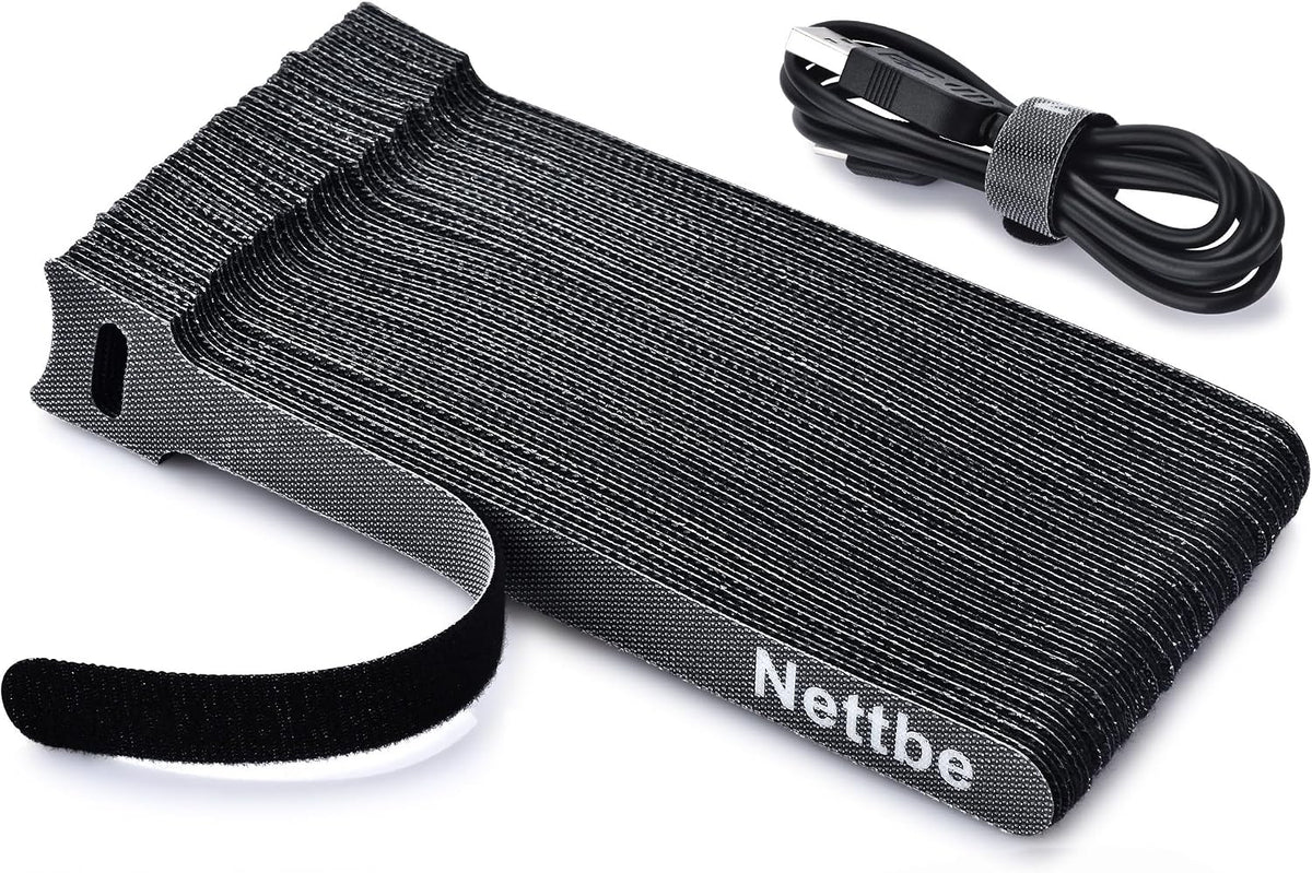 Nettbe 60 PCS 6 Inches Reusable Cable Ties, Adjustable Cord Straps Wire Organizer Cord Wrap and Hook Loop Cable Management