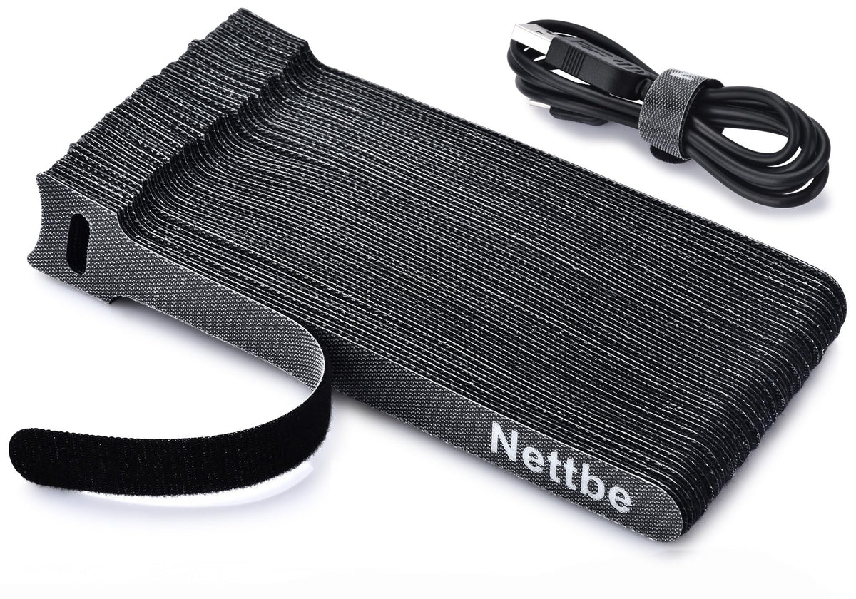 Nettbe 60 PCS 6 Inches Reusable Cable Ties, Adjustable Cord Straps Wire Organizer Cord Wrap and Hook Loop Cable Management
