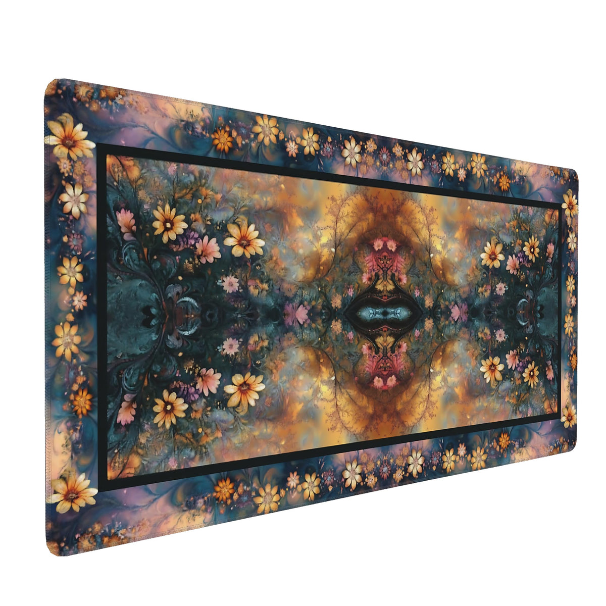 Dark Green Floral XXL Desk Mat, Extra Large Mouse Pad with Anti-Slip Base & Stitched Edges for Women, Aesthetic Desk Pad for Home Office Computer, Keyboard Mat Office Supplies Decor