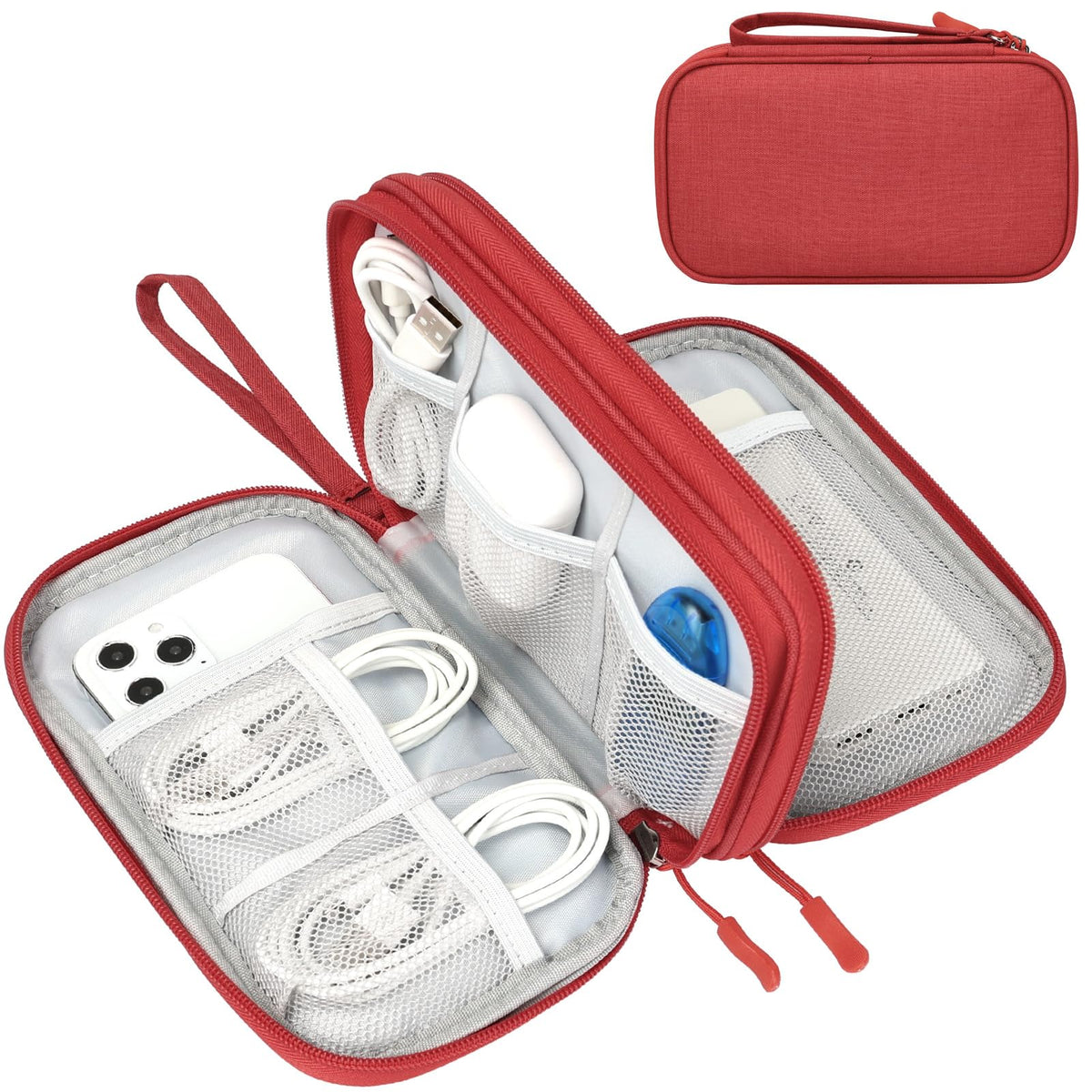 FYY Electronic Organizer, Travel Tech Pouch Bag, Cable Organizer Wine Red
