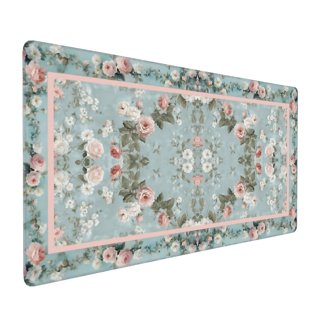 Dark Green Floral XXL Desk Mat, Extra Large Mouse Pad with Anti-Slip Base & Stitched Edges for Women, Aesthetic Desk Pad for Home Office Computer, Keyboard Mat Office Supplies Decor