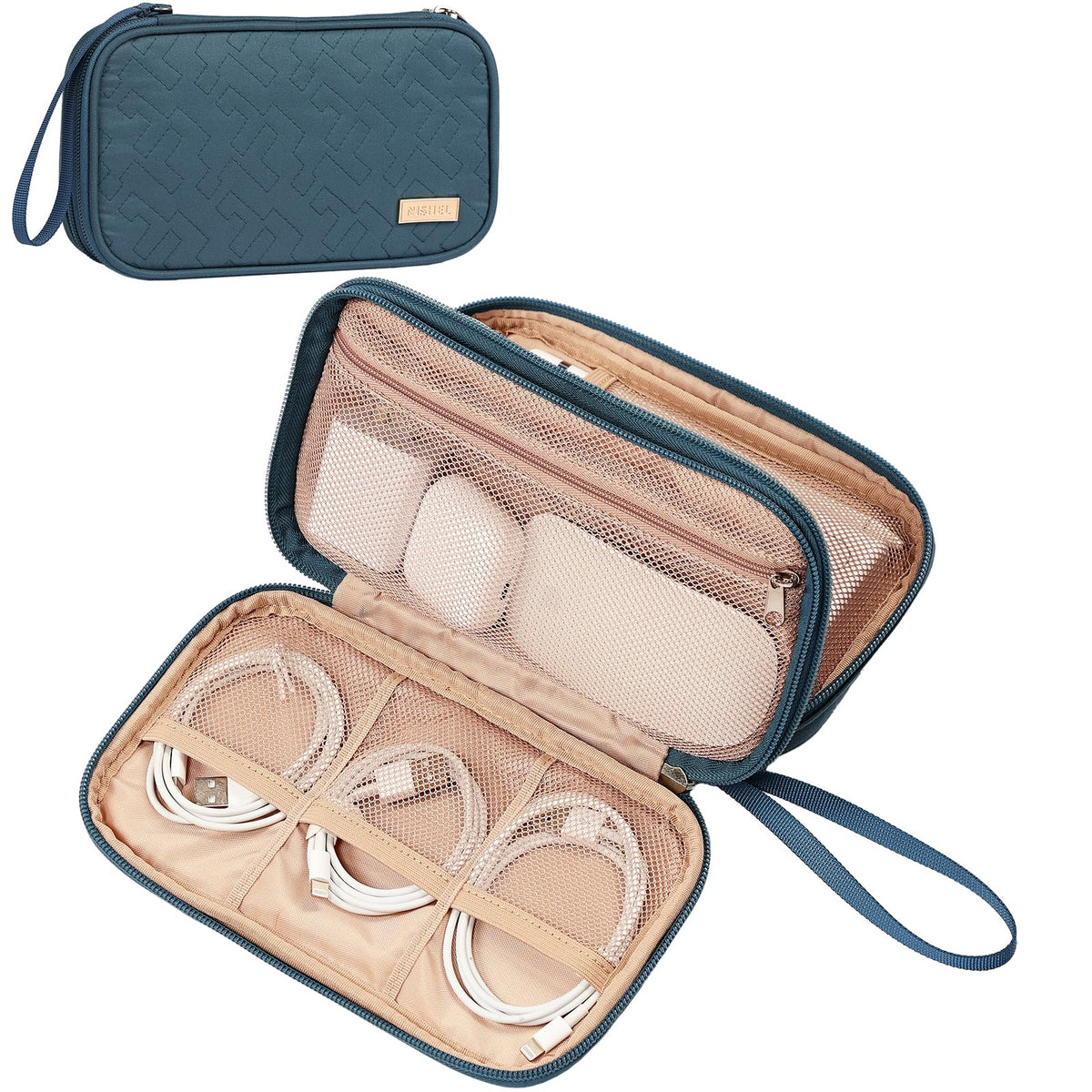 NISHEL Electronics Travel Organizer Cord Case, Charger Cable Tech Bag