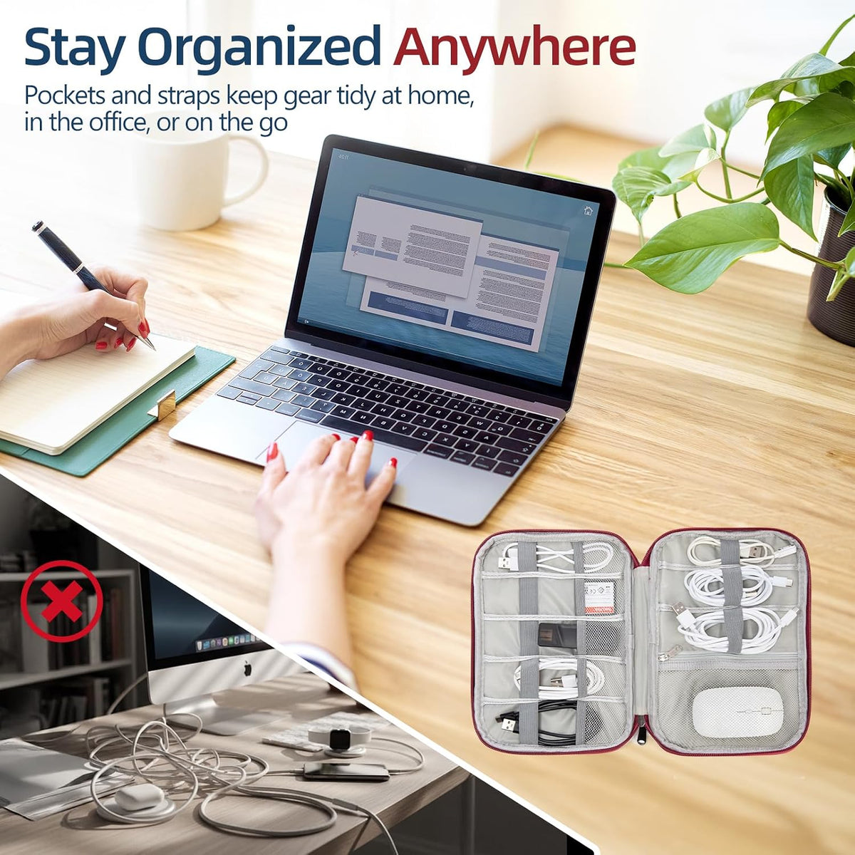 Small Cable Organizer Travel Case for Chargers, Cords&Accessories