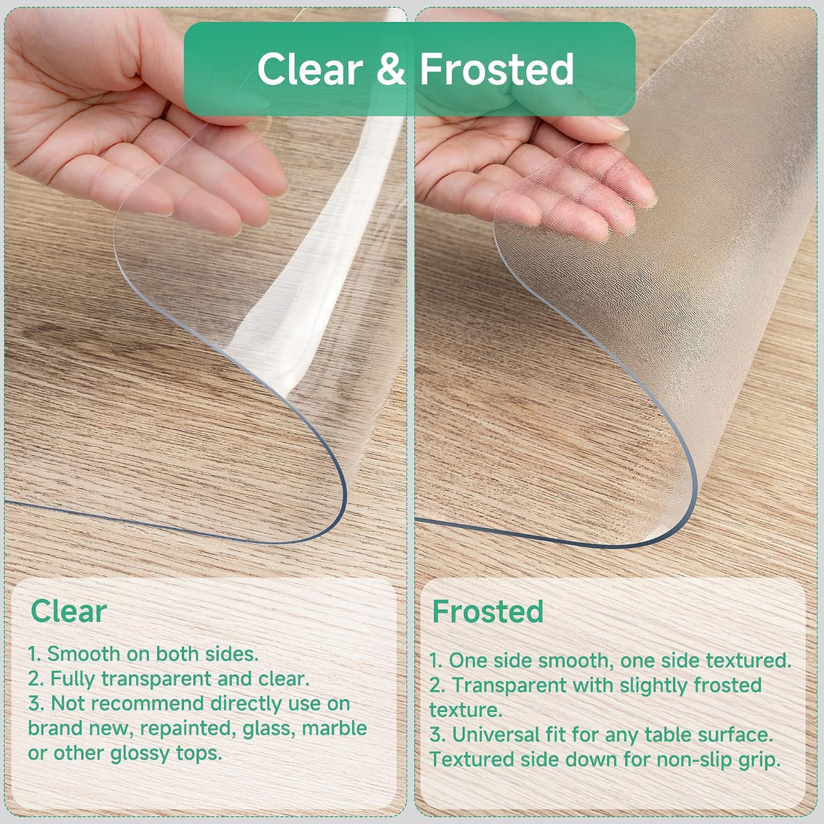 NATRKE Clear Desk Mat Pad, 31.5"x15.7" Large Transparent Computer Desk Mat Plastic Desktop Protector, PVC Writing Pad with Round Edge, Waterproof Wipeable Non-Slip Table Protector for Home Office