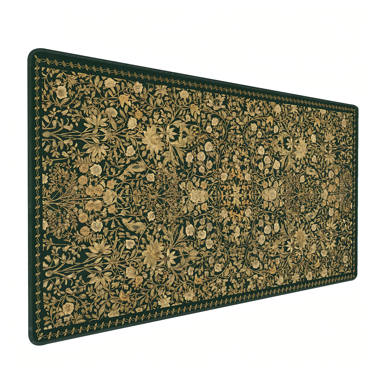Dark Green Floral XXL Desk Mat, Extra Large Mouse Pad with Anti-Slip Base & Stitched Edges for Women, Aesthetic Desk Pad for Home Office Computer, Keyboard Mat Office Supplies Decor