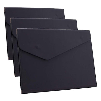 PU Leather A4 File Folder Document Holder Waterproof Portfolio Envelope Folder Case with Invisible Magnetic Closure Black