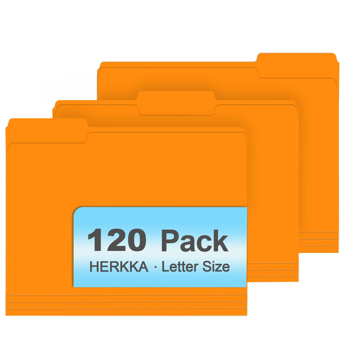 File Folder, HERKKA 120 Pack 1/3 Cut Tab File Folders, File Folders Great for Organizing and Filing, Letter Size, Light Blue