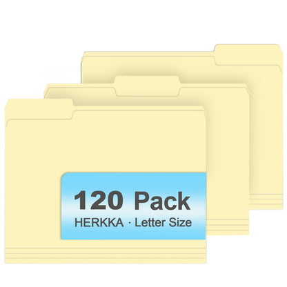 Manila Folders, HERKKA 220 Pack 1/3 Cut Tab File Folders, Manila Folders 8.5 x 11 Designed for Office and Classroom Use, Letter Size
