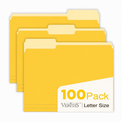 Manilla Folders 8.5 x 11 File Folders Letter Size Manila Folder with 1/3 Cut Tab 100 Pack Paper Folders for Office, School, Home, Business Filing Supplies Made in USA
