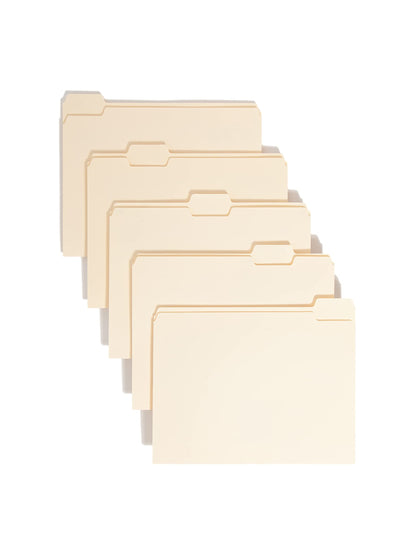 Smead File Folder, 1/5-Cut Tab, Assorted Positions, Letter Size, Manila, 100 per Box (10350)