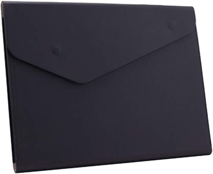 PU Leather A4 File Folder Document Holder Waterproof Portfolio Envelope Folder Case with Invisible Magnetic Closure Black