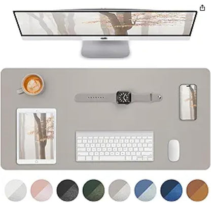 AFIING Leather Desk Pad Protector, Mouse Pad, Office Desk Mat, Non-Slip PU Leather Desk Blotter, Large Desk Mat, Waterproof Keyboard Mat for Office/Home/Decor (Dark Green, 48" x 17")