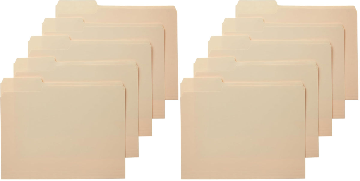 Amazon Basics Sturdy Manila File Folders, 1/3 Tabs in Assorted Positions for Filing and Easy Labeling, Legal Size, 8.5 x 14 inch, 100-Pack