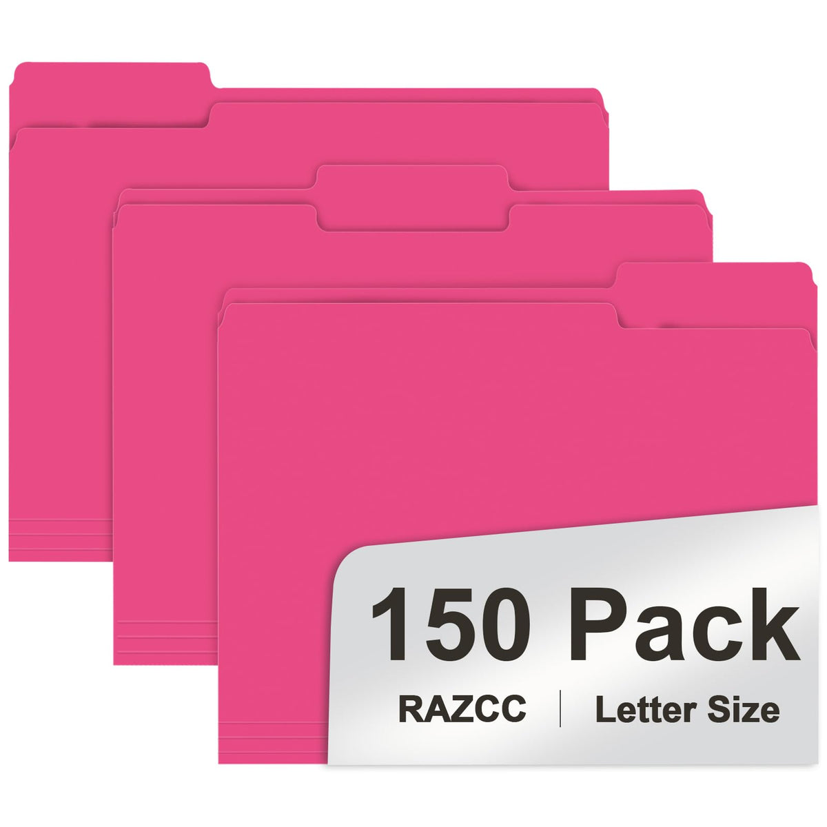 File Folder, RAZCC 150 Pack 1/3 Cut Tab File Folders Letter Size, Manila Folders, Folders with Tab, Great for Organizing and Easy File Storage