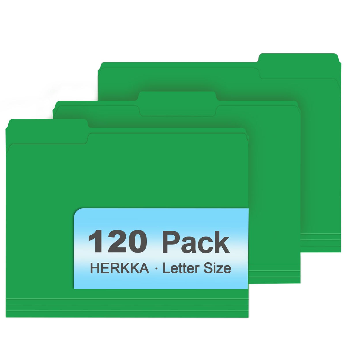 File Folder, HERKKA 120 Pack 1/3 Cut Tab File Folders, File Folders Great for Organizing and Filing, Letter Size, Light Blue