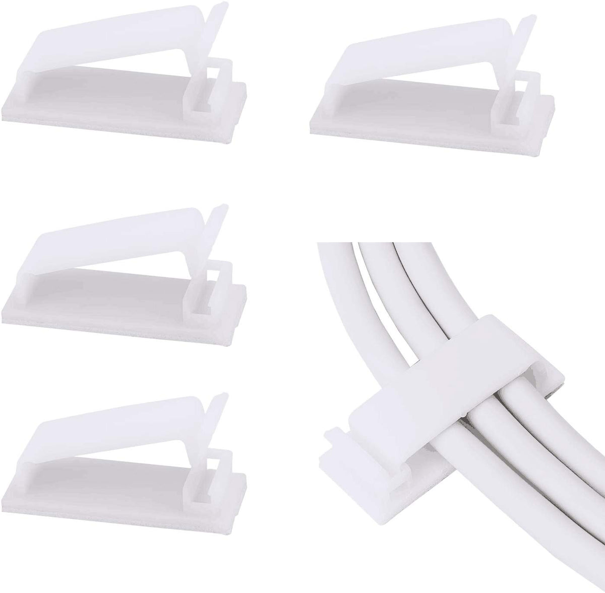 SOULWIT 50Pcs Self Adhesive Cable Management Clips - Black
