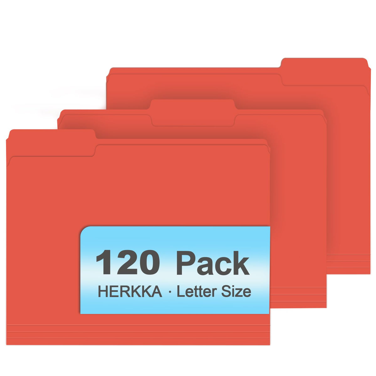 File Folder, HERKKA 120 Pack 1/3 Cut Tab File Folders, File Folders Great for Organizing and Filing, Letter Size, Light Blue