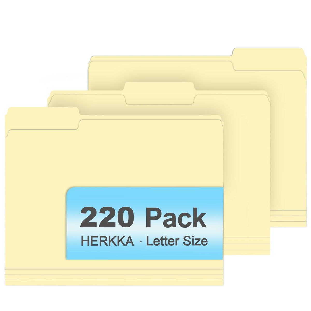 Manila Folders, HERKKA 220 Pack 1/3 Cut Tab File Folders, Manila Folders 8.5 x 11 Designed for Office and Classroom Use, Letter Size