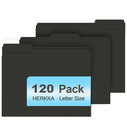 File Folder, HERKKA 120 Pack 1/3 Cut Tab File Folders, File Folders Great for Organizing and Filing, Letter Size, Light Blue