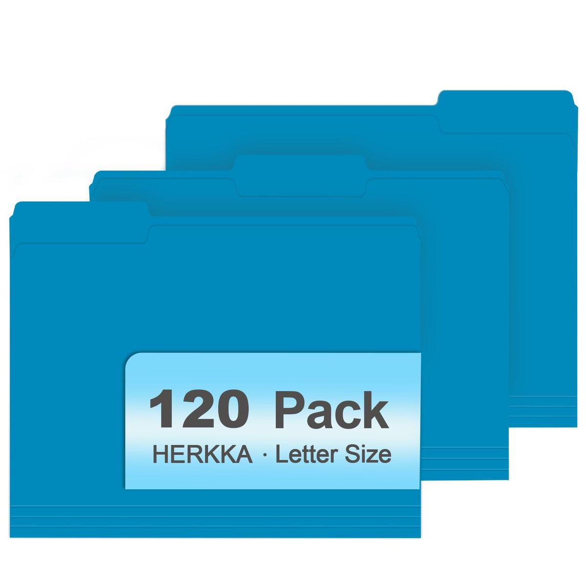 File Folder, HERKKA 120 Pack 1/3 Cut Tab File Folders, File Folders Great for Organizing and Filing, Letter Size, Light Blue