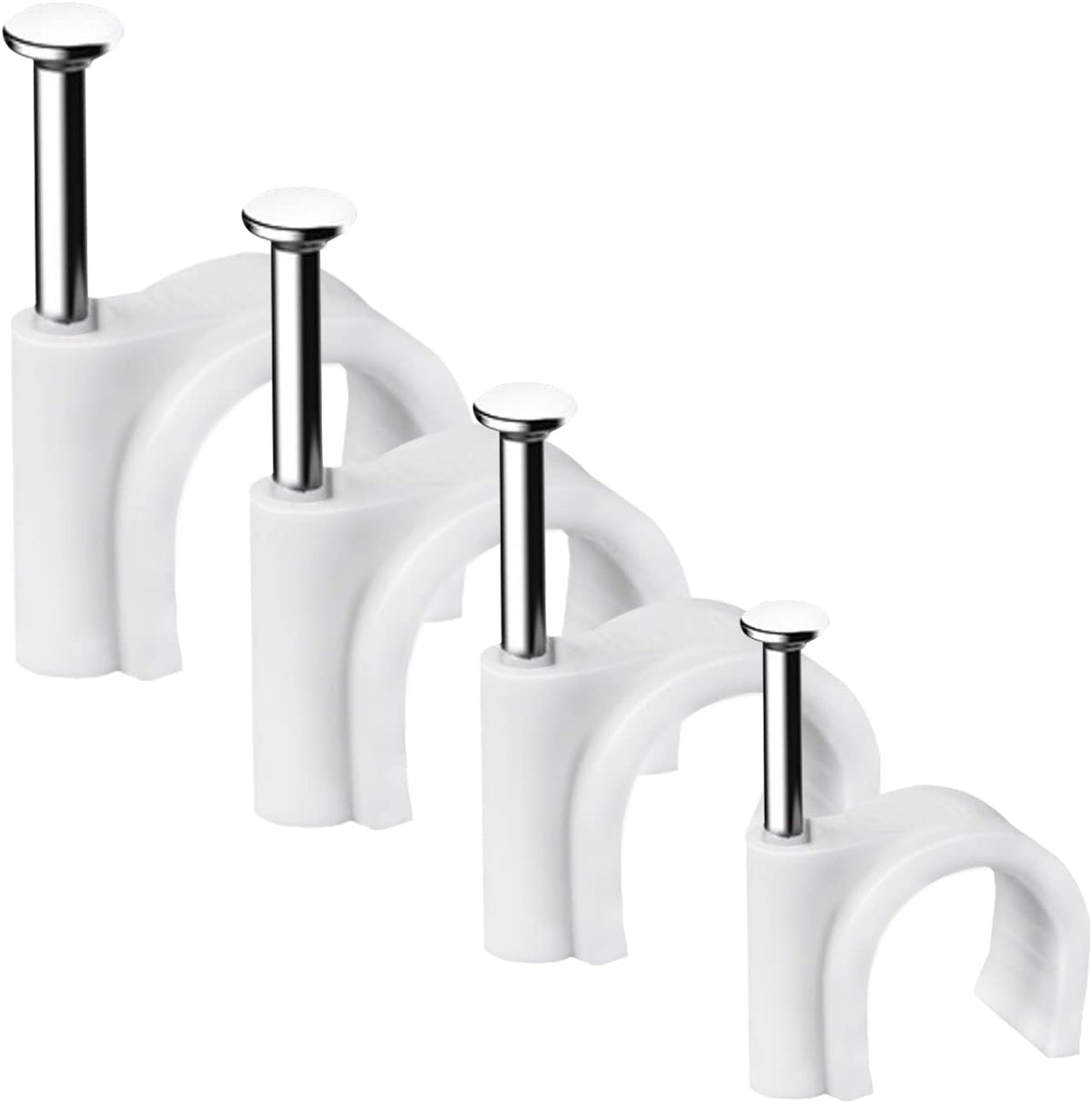 Abnii Cable Nails Clips, 400 Pcs, 4mm 6mm 8mm 10mm, Wire Wall Clips, White